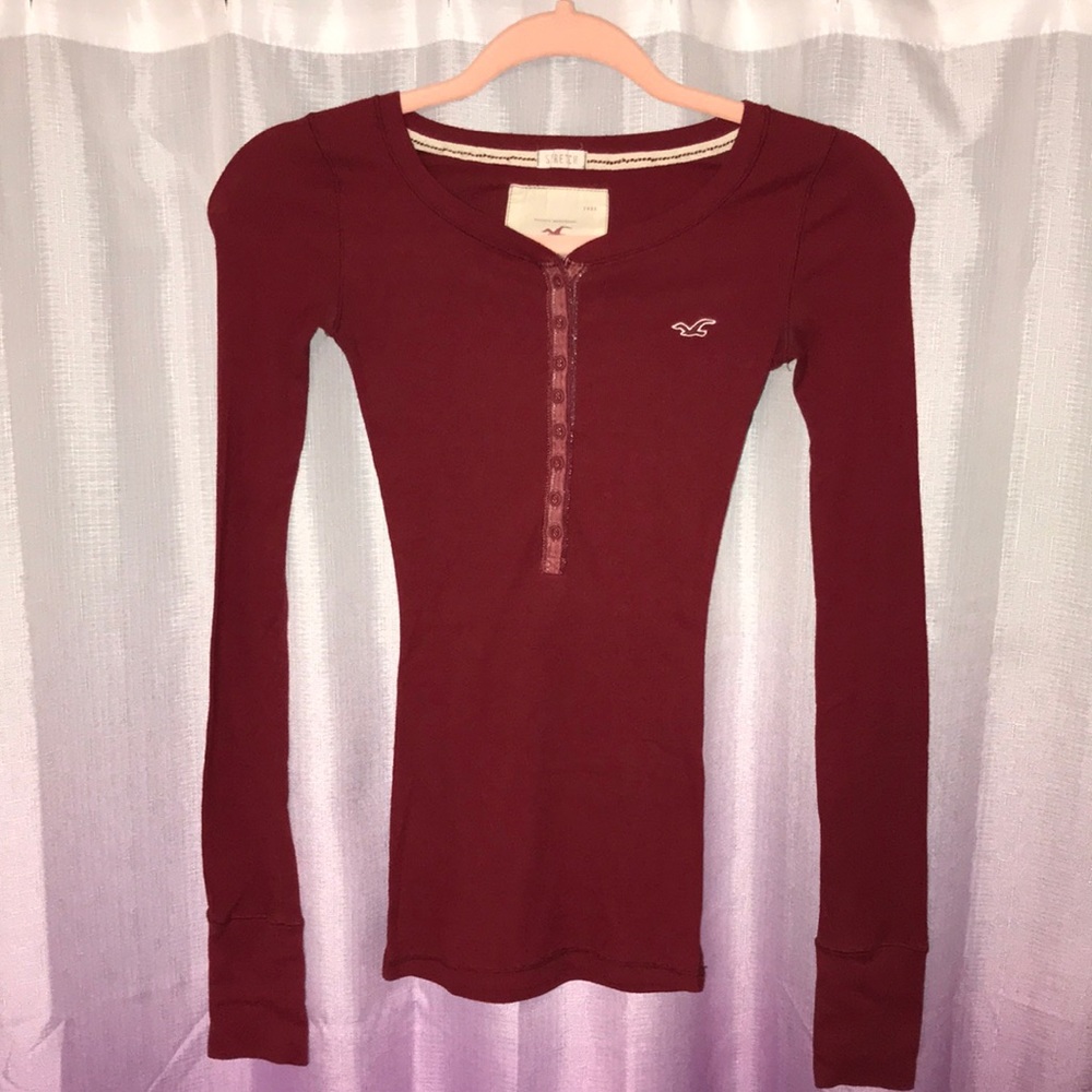 Hollister Skinny Long Sleeve Red Top Size XS